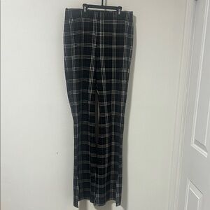 Stylish Black and White Plaid Flare Women's Trousers